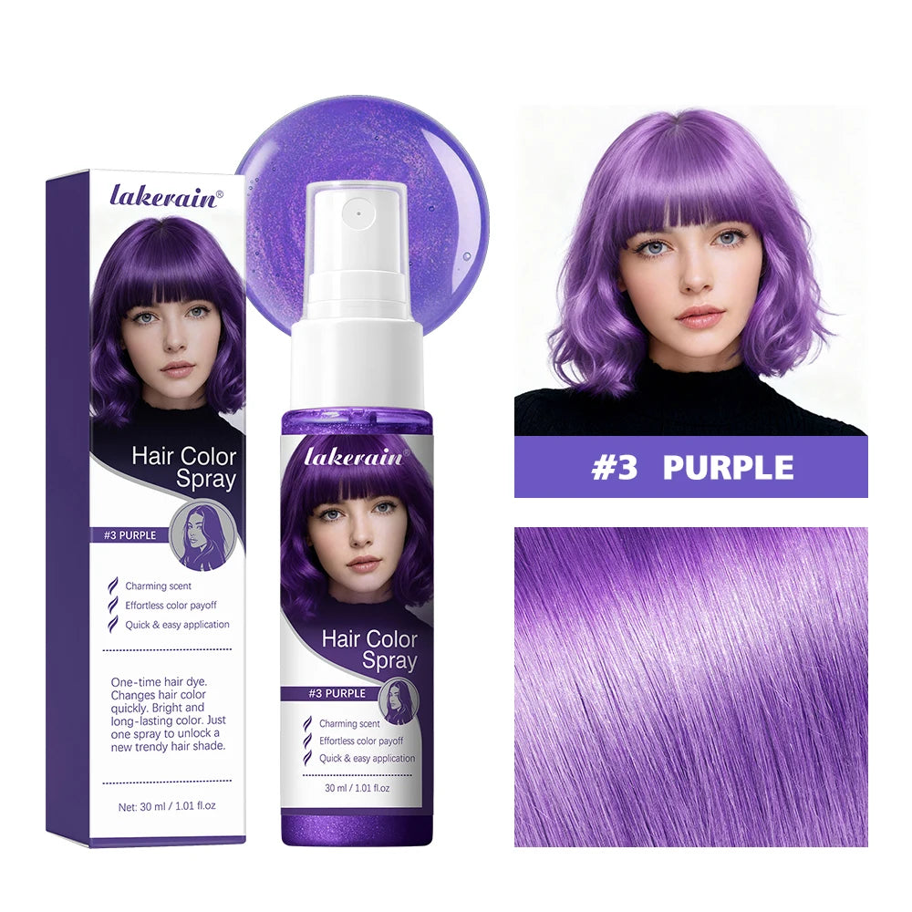 Hair Color Spray Instant Hair Dye One-Time Temporary Washable DIY Hair Chalk Multi Color Party Cosplay Makeup Styling HIP 3purple