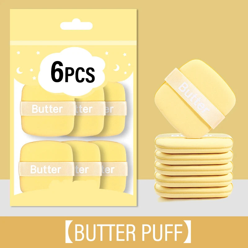 Butter Puff Air Cushion Biscuit Super Soft Becomes Bigger When Encountering Water Liquid Foundation Makeup Tool Is Double-sided HIP 6Pcs No Box