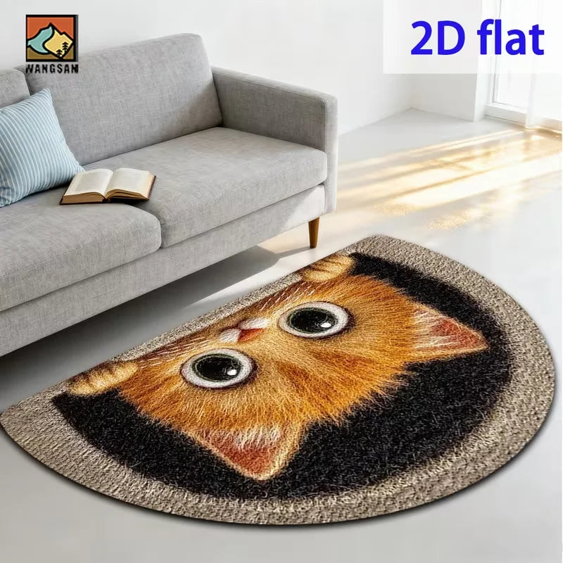 Semi-Circular Cat Doormat – Anti-Slip Kitchen & Entry Floor Mat Decorative Floor Mat HIP 4 60x90cm-Felt