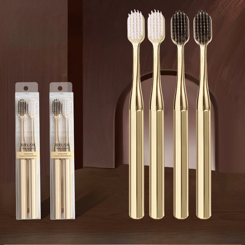 Soft Toothbrush Men Women Adult Tooth Brush Gold Silver Dental Brushes Elegance Gentle Toothbrushes Drop Shipping HIP