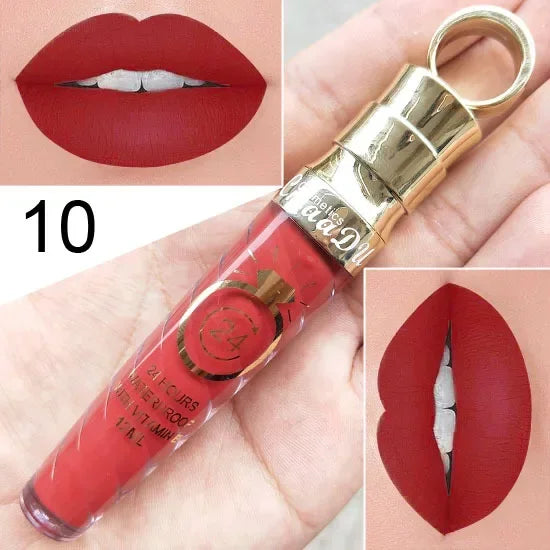 20 Colors Lipstick Waterproof Long Lasting Matte+Shimmer Mental Beauty Lip Gloss Nude Glitter Lip Gloss Beauty Sexy Lip Tint HIP 10