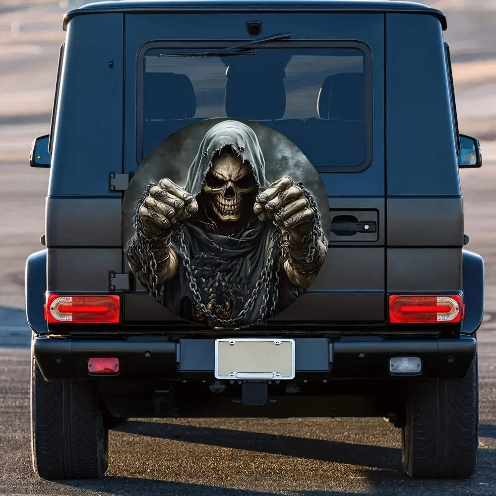 Gothic Skeleton Spare Tire Cover – Waterproof Polyester Wheel Protector Spare Tire Cover HIP