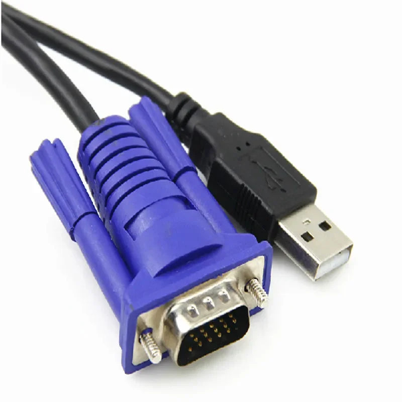 1.5m 2-in-1 KVM Cable USB 2.0 Type A to B & VGA 15-Pin KVM Switch Cable HIP