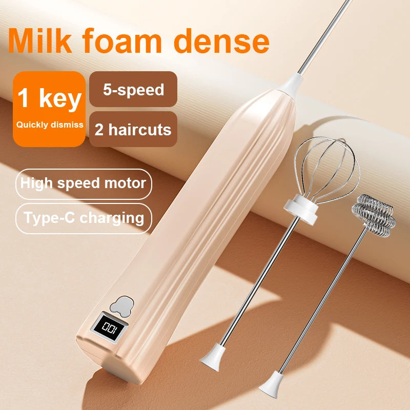 USB Handheld Electric Egg Beater & Mini Coffee Mixer – 5 Speed Handheld Electric Mixer HIP