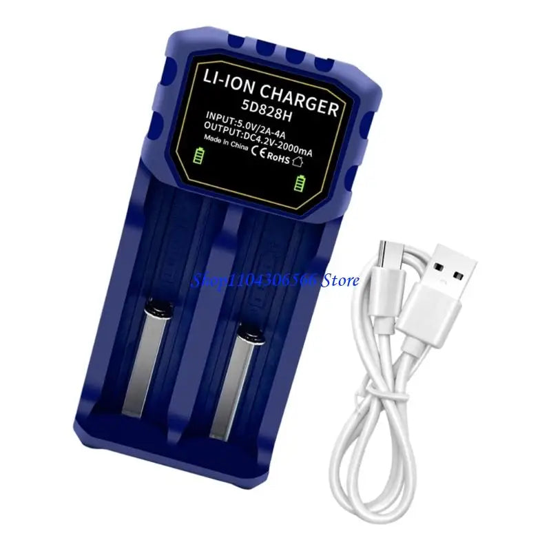 2-Bay Adjustable Battery Charger – 18650/26650/32650 USB-C Battery Charger Dock HIP
