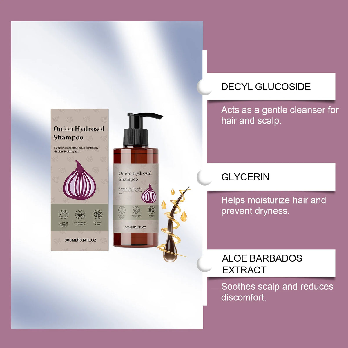 Onion Hydrosol Shampoo 300ml – Sulfate-Free Scalp Nourishing Scalp Nourishing Shampoo HIP
