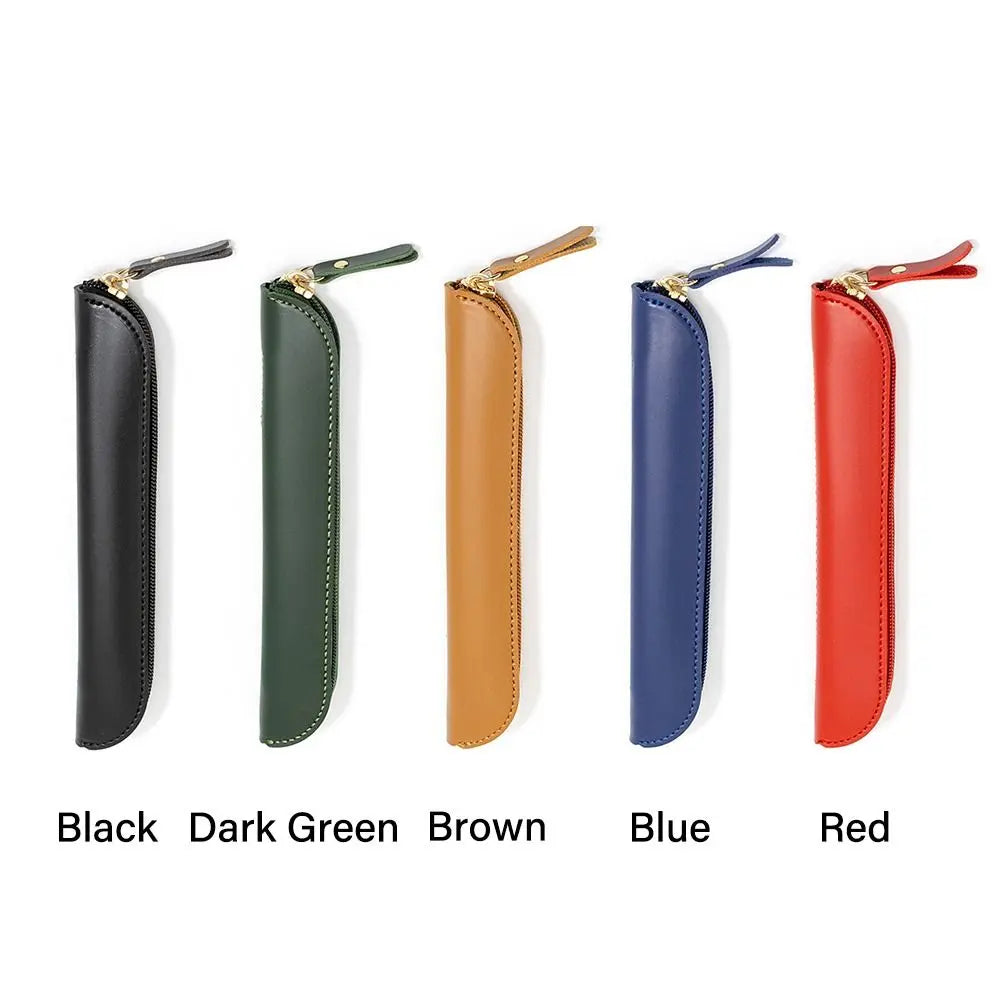 PU Leather Pen Pouch – Waterproof Curved Zipper Pencil Bag Pencil Case HIP