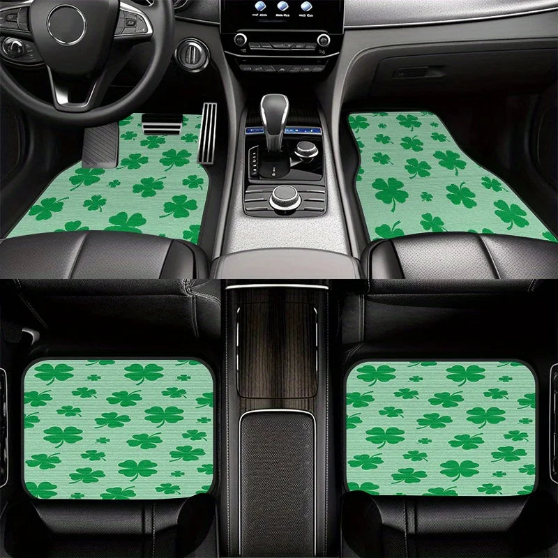 4-Piece Four-Leaf Clover Crystal Velvet Car Floor Mats Set Car Floor Mats HIP