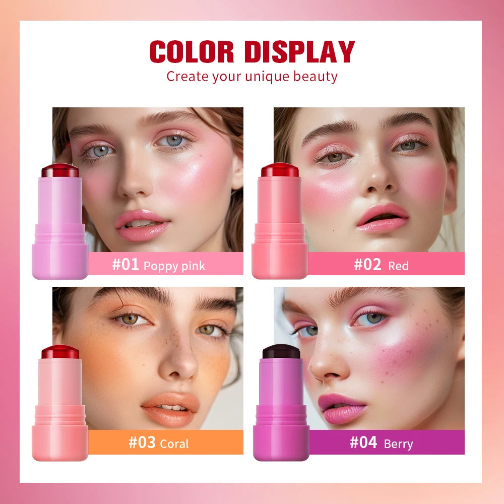 Milk Jelly Tint Stick Water Jelly Lip Gloss Sheer Cheek Stain Cooling Feel Natural Tint Multi Use Makeup HIP