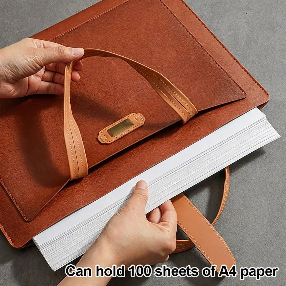 PU Leather A4 Document Bag – Large Capacity Business Briefcase Document Storage Bag HIP