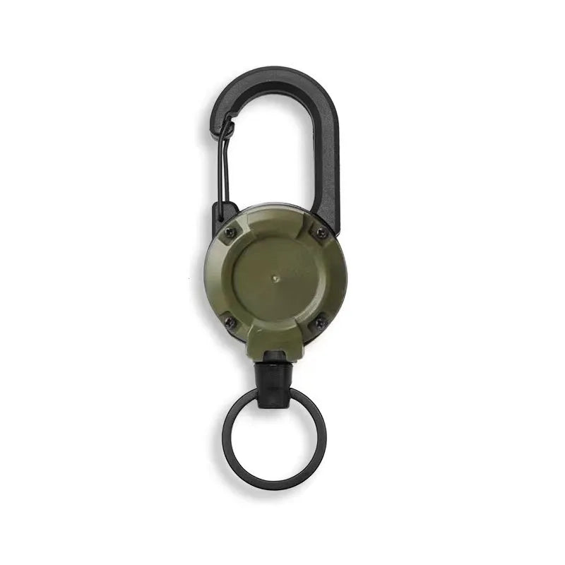Retractable Carabiner Key Chain – 60cm Wire Rope Snap Clip Retractable Key Clip HIP C189-Green 1pcs