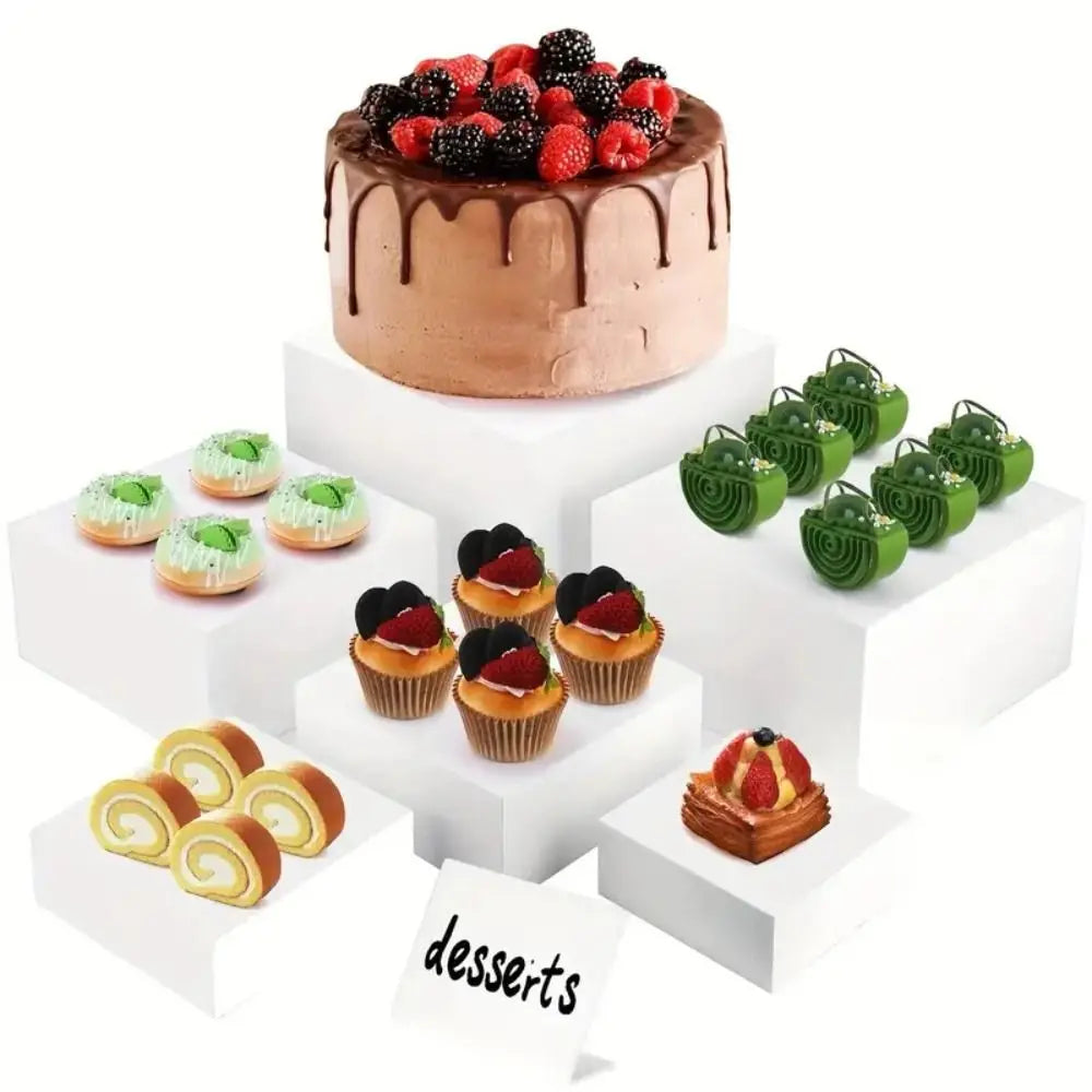 6-Piece Acrylic Buffet Riser Set – Stackable Display Stands Buffet Display Riser HIP