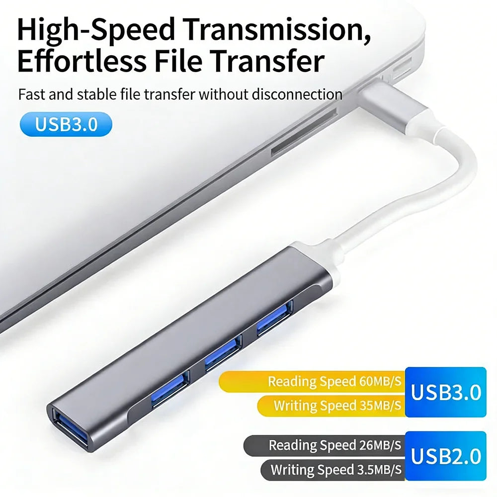 KEBIDUMEI 4-Port USB 3.0 Hub 5Gbps OTG Splitter Adapter USB Hub Splitter HIP