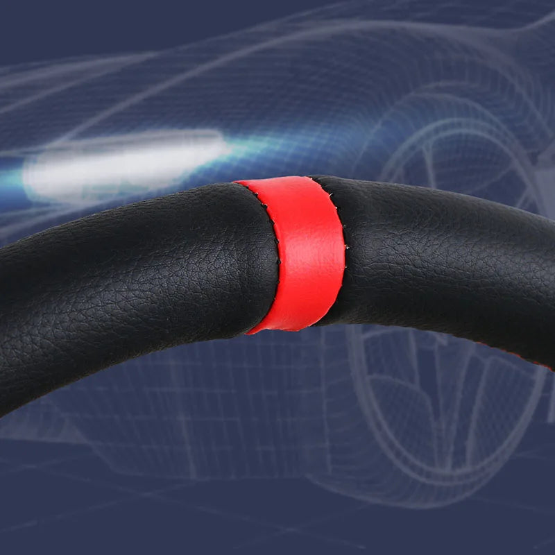 38cm Microfiber Leather Steering Wheel Cover – Non-Slip Lychee Steering Wheel Cover HIP