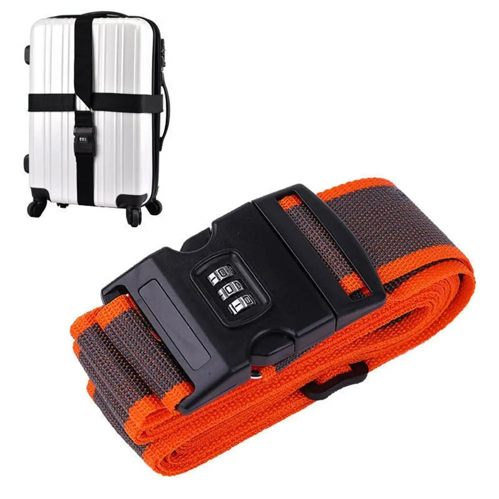 Adjustable Luggage Strap with Password Lock – Anti-Theft Luggage Security Strap HIP Gray-orange