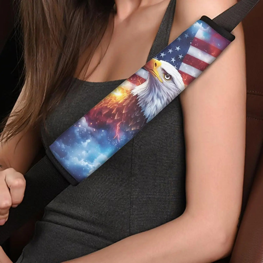 American Flag Eagle Seat Belt Shoulder Pad Covers – 2-Pack Seat Belt Pad Cover HIP