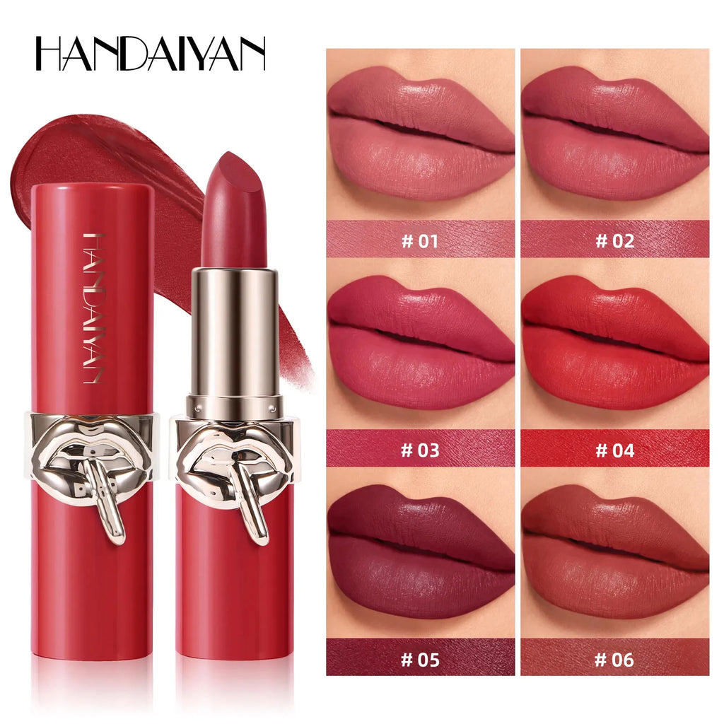Handaiyan Creamy Velvet Lipstick – 6 Shades, Long-Lasting Velvet Matte Lipstick HIP