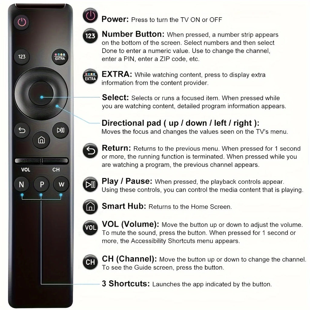 Universal Remote for Samsung Smart TV – 4K 8K QLED LED LCD TV Remote Control HIP