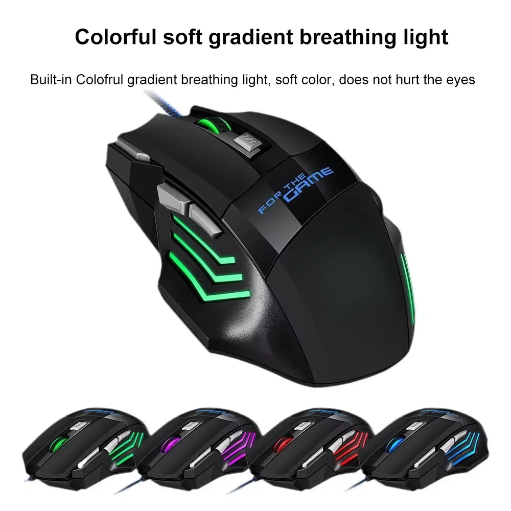 KEBIDUMEI 7-Button RGB Wired Gaming Mouse – 2400 DPI Ergonomic Wired Gaming Mouse HIP