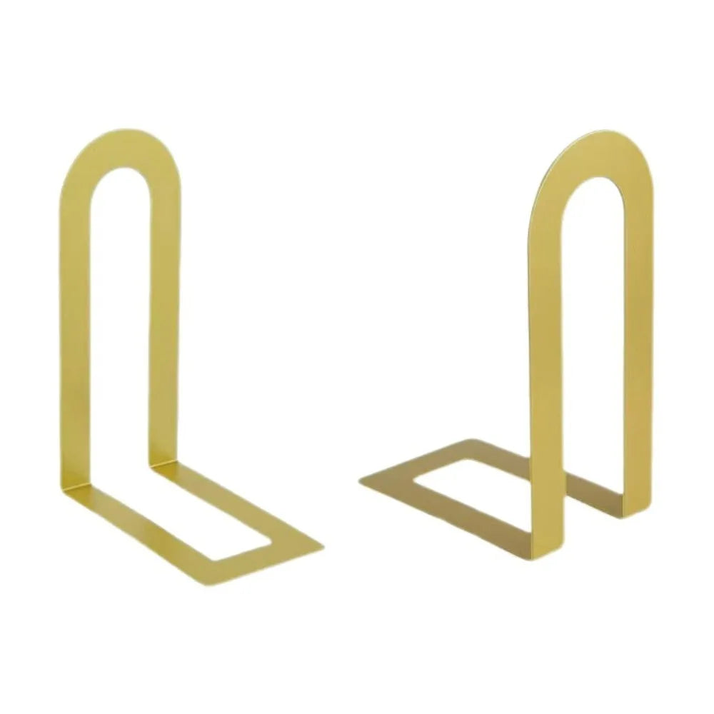 L-Shaped Metal Bookends – Non-Slip Desk Book Stand, 2 PCS Metal Bookends HIP Gold