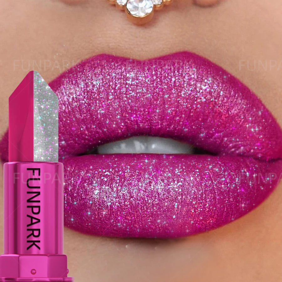 FUNPARK Glitter Two-Tone Matte Lipstick – High Pigment Lip Glaze Glitter Matte Lipstick HIP