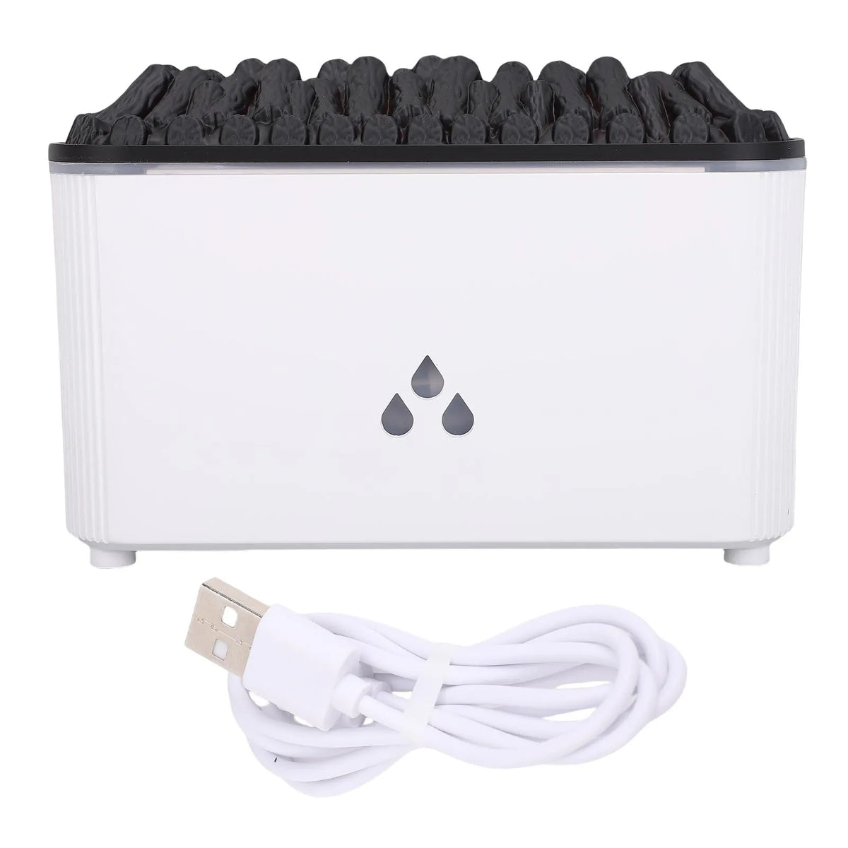 Cool Mist Humidifier 160ML Ultrasonic Flame Essential Oil Diffuser Humidifier 2 Lighting Modes Compact for Home Bedroom HIP WHITE