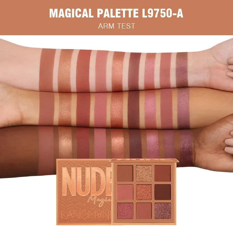9 Colors Nude Eyeshadow Powder Makeup Palette Matte Shimmer Eye Pigmented Powder Make Up New Warm Earth Color Eyeshadow HIP L9750-A