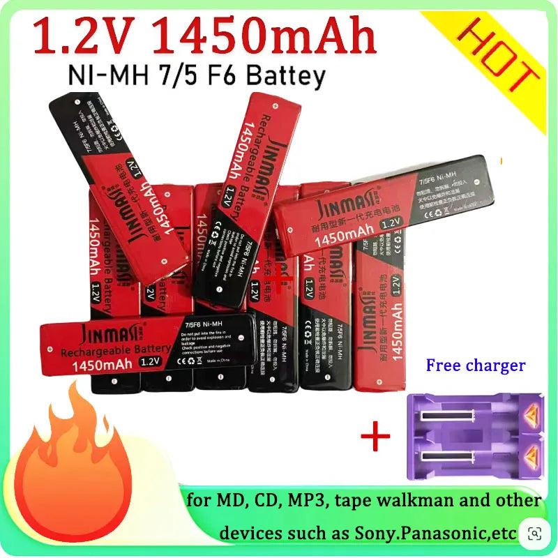 NiMH Gum Battery 1.2V 1450mAh – Sony Panasonic Walkman MD CD Rechargeable Gum Battery HIP