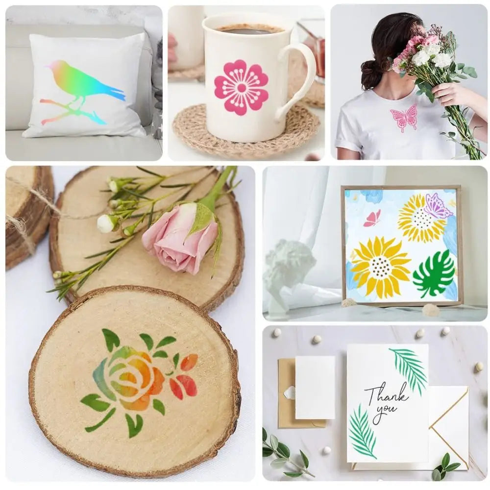 50-Piece Floral DIY Painting Stencil Set – Reusable PET Templates DIY Painting Stencil Set HIP