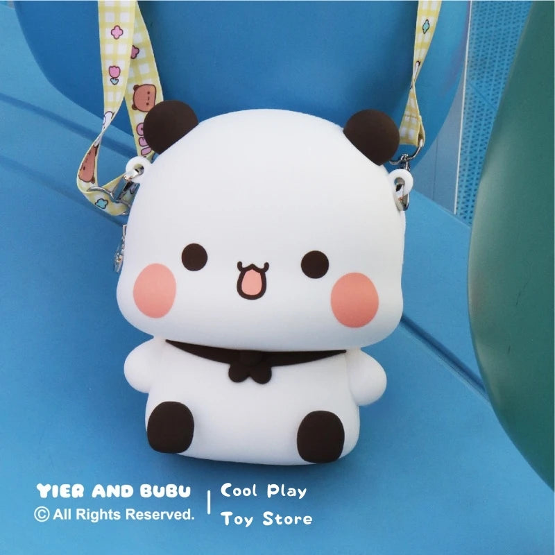 Bubu & Dudu Panda Silicone Crossbody Bag | Anime Messenger Silicone Crossbody Bag HIP Yier About 21X17X7.5CM