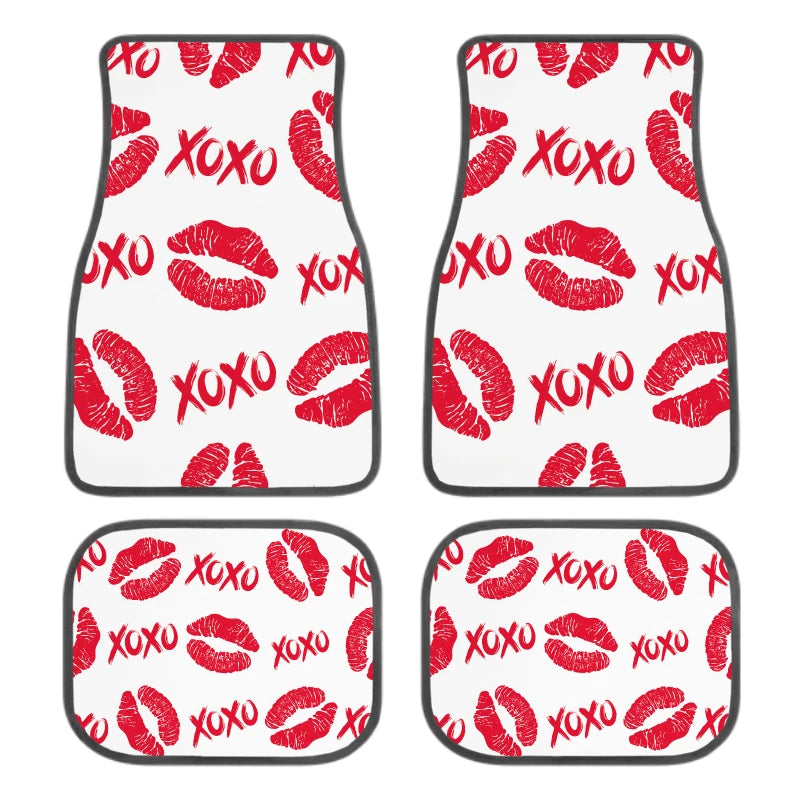 Red Lips XOXO Car Floor Mats – 4-Piece Non-Slip All-Weather Car Floor Mats HIP 1 One Size