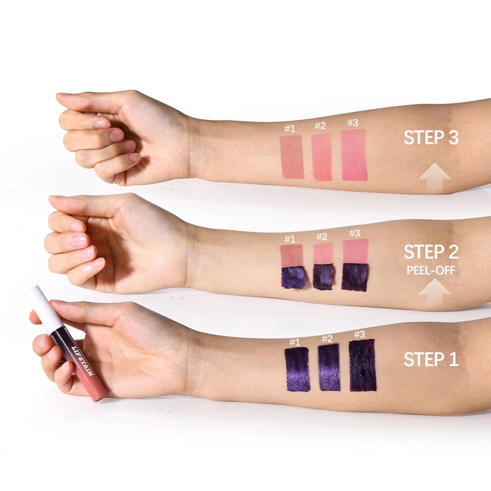 Waterproof Peel Off Lip Stain Long Lasting Pink Lip Tint Transfer Proof Non-stick Cup 3 Colors Lip Stain Women's Cosmetics HIP