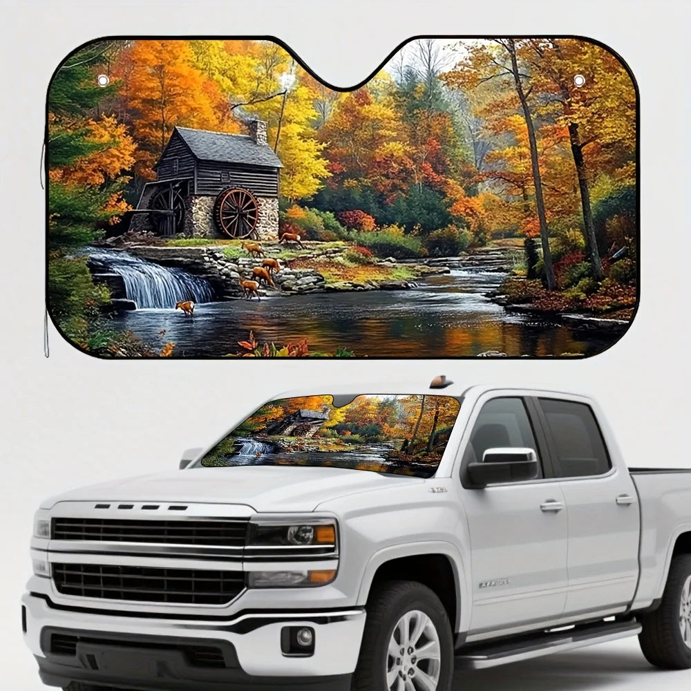 Car Windshield Sun Shade – Mountain Forest Visor Car Windshield Shade HIP S