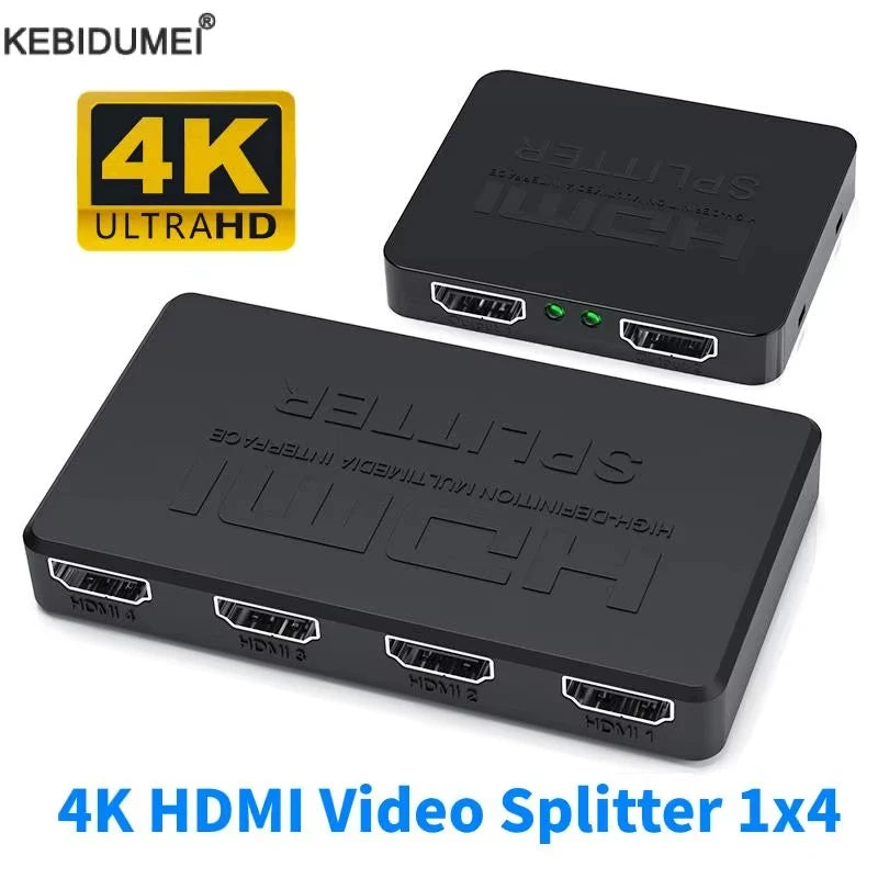 1 in 4 Out HDMI Splitter HD 4K Video Switcher HDMI-Compatible Cable Adapter 1x4 Hub For PS4 Laptop Monitor TV Box Projector HIP
