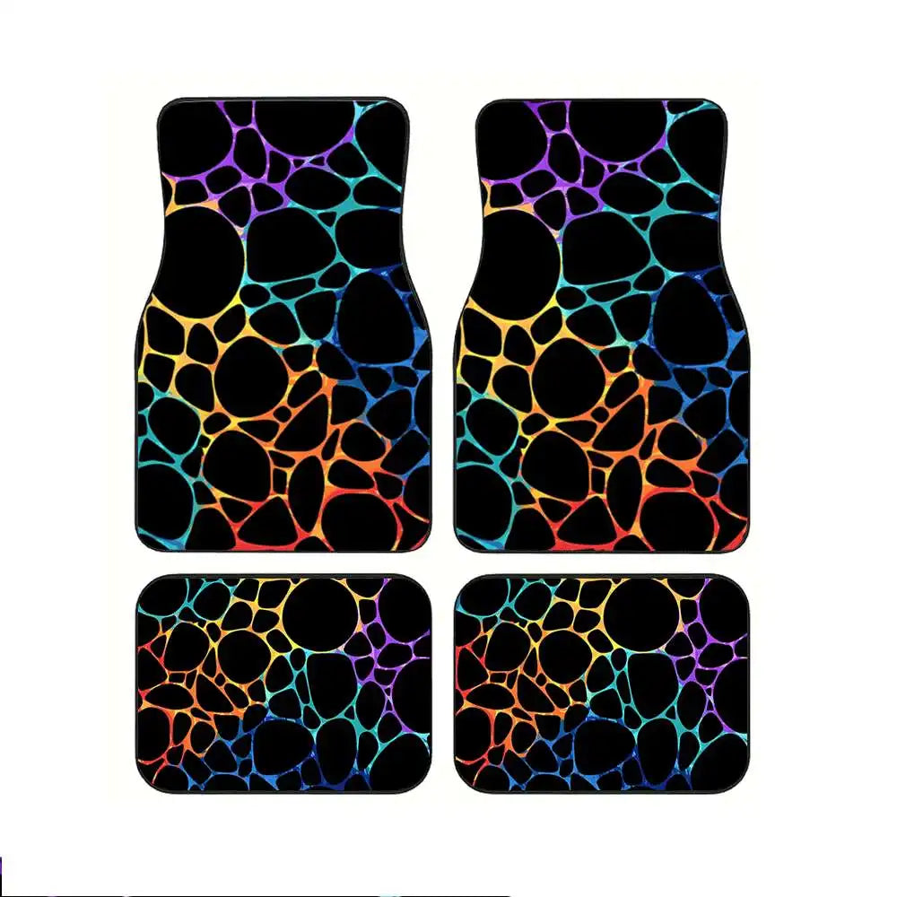 4-Piece Color Stripe Black Car Floor Mats – XPE Anti-Slip Car Floor Mats HIP 1