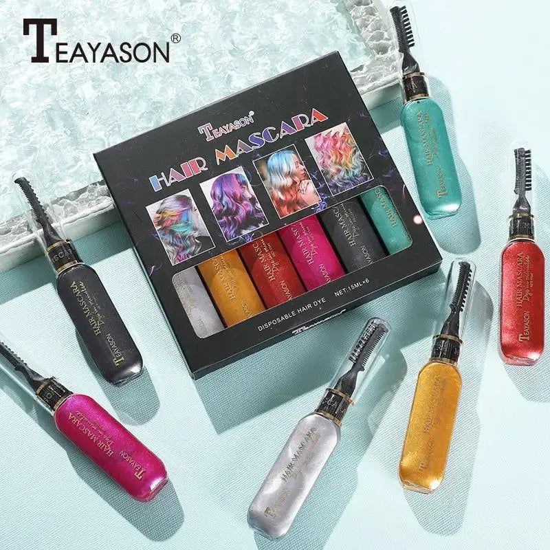 Temporary Hair Color Wax Kit – 6 Washable Shades & Brush Temporary Hair Color HIP