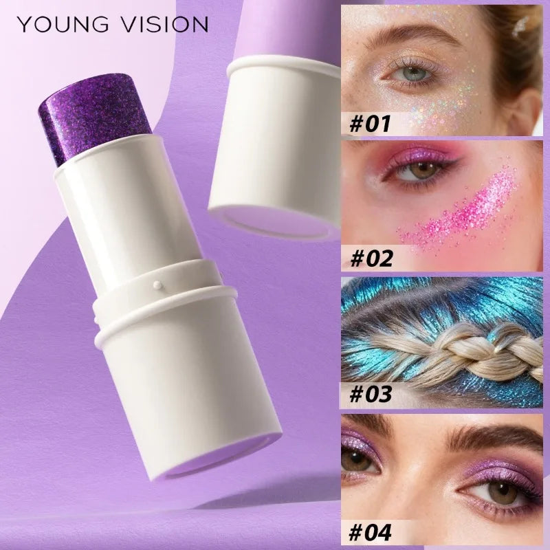Glitter Body Stick Shimmer Sparkle Face Eyes Lips Highlighter Makeup 7 Colors Sequins Cream Glitter Stick Stage Party Cosmetics HIP