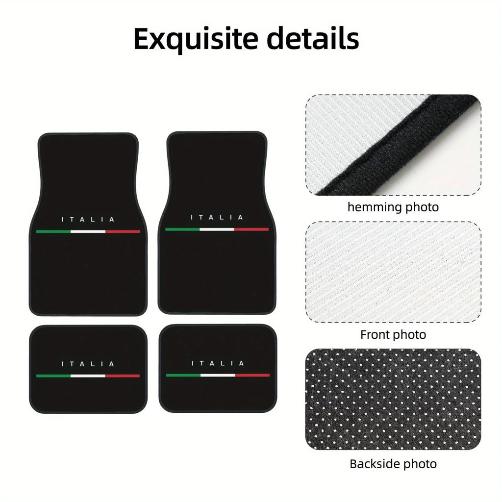 ITALIA Crystal Velvet Car Floor Mats – 4-Piece Non-Slip Set Car Floor Mats HIP