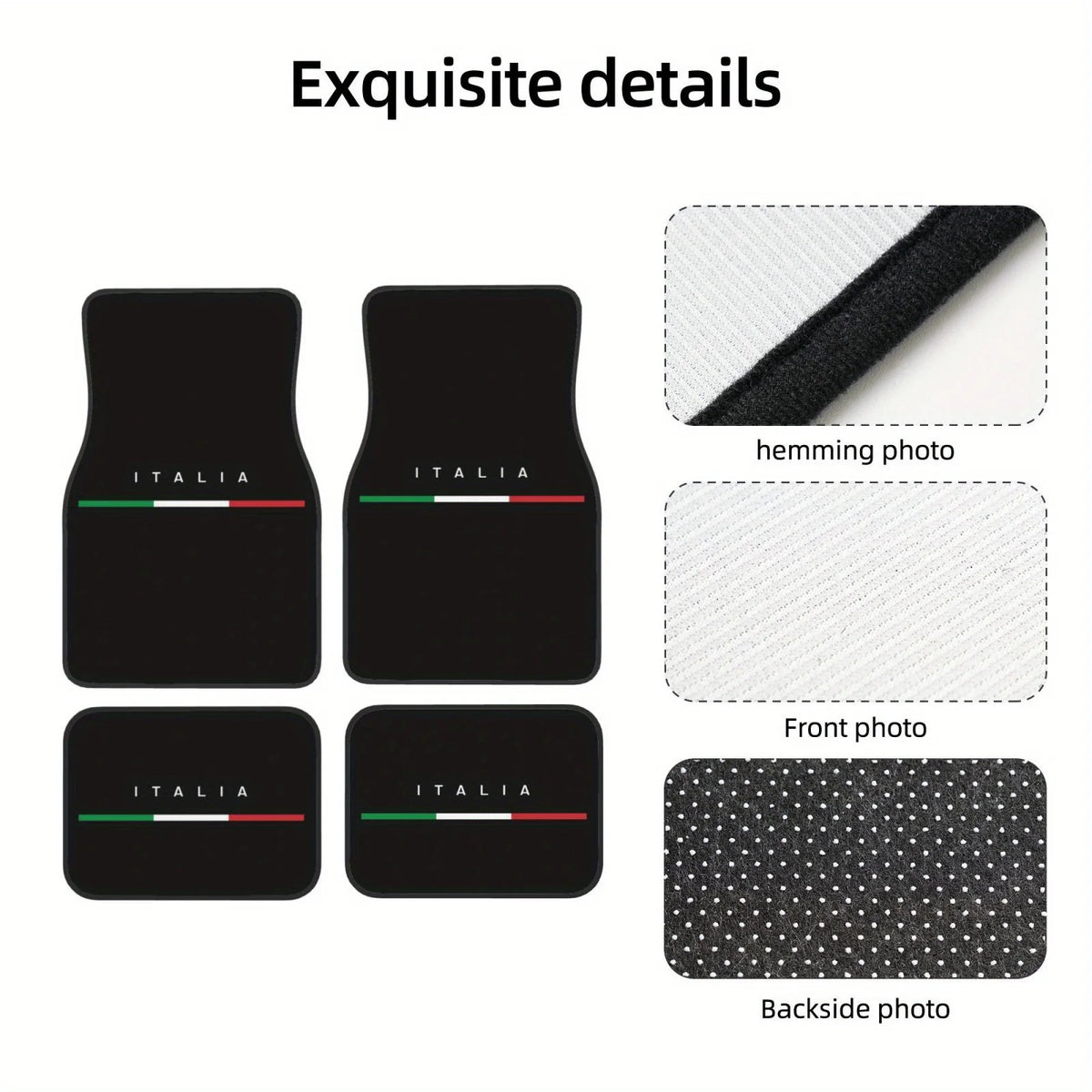 ITALIA Crystal Velvet Car Floor Mats – 4-Piece Non-Slip Set Car Floor Mats HIP