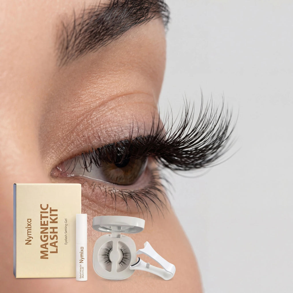 Nymixa Magnetic Eyelashes Kit Wispy Natural 3D Faux Mink Lashes No Glue Reusable Soft Half Lashes with Magnetic Eyeliner Tweezer HIP