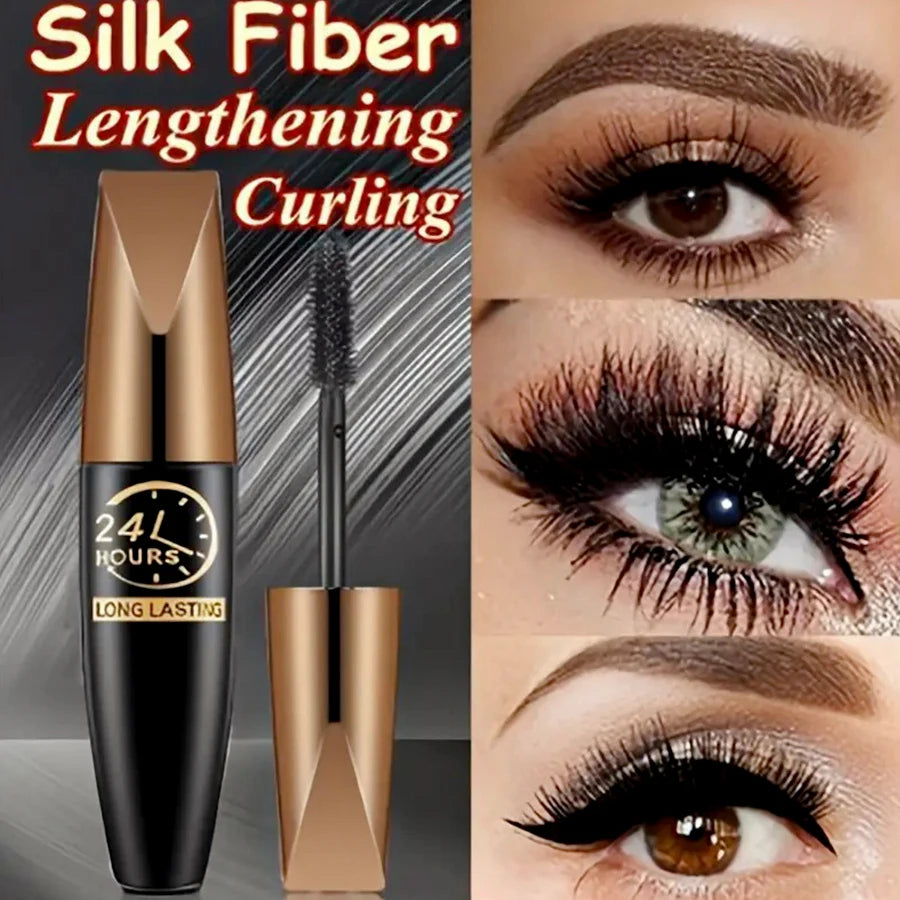 5D Eye Black Mascara Waterproof Lengthens Eyelashes Extension Silk Fiber Mascare Eye Makeup for Women Cosmetic Korean Make up HIP