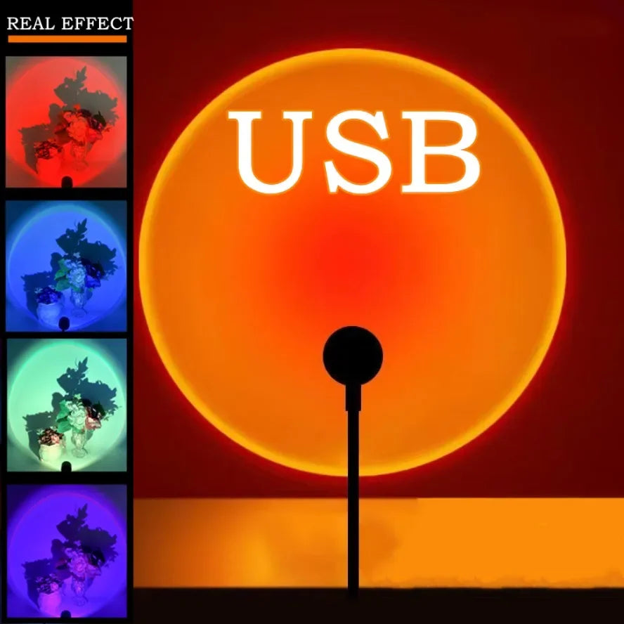 5V USB Sunset Lamp LED Rainbow Neon Night Light Projector Home Decor Mood Light for Bedroom Living Room Wall Gift Photography HIP