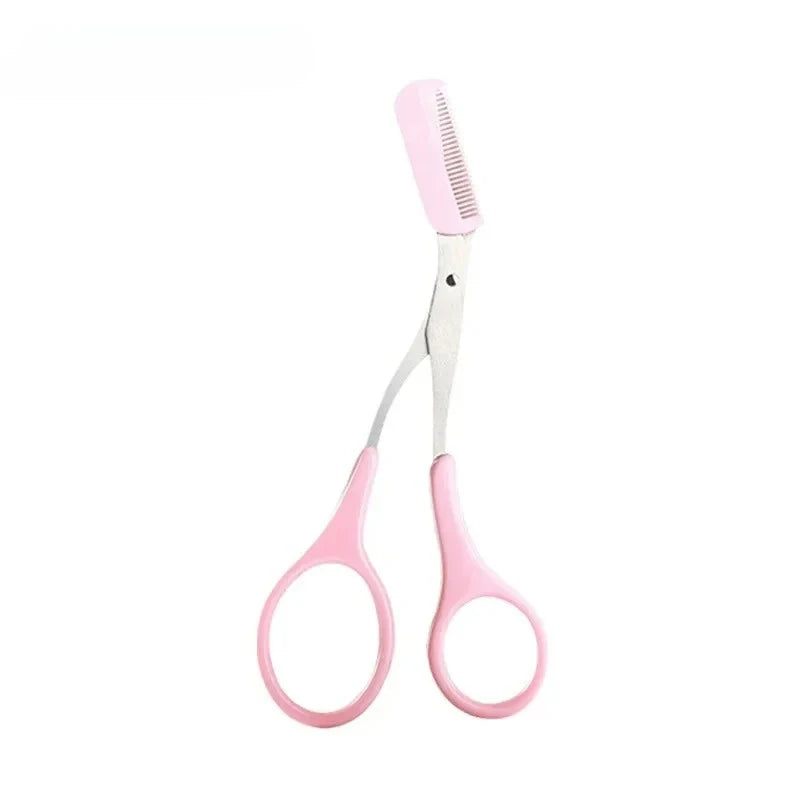 Stainless Steel Eyebrow Scissors with Comb – 1/3 Pc Kit Eyebrow Trimmer Set HIP 1pcs(pink)