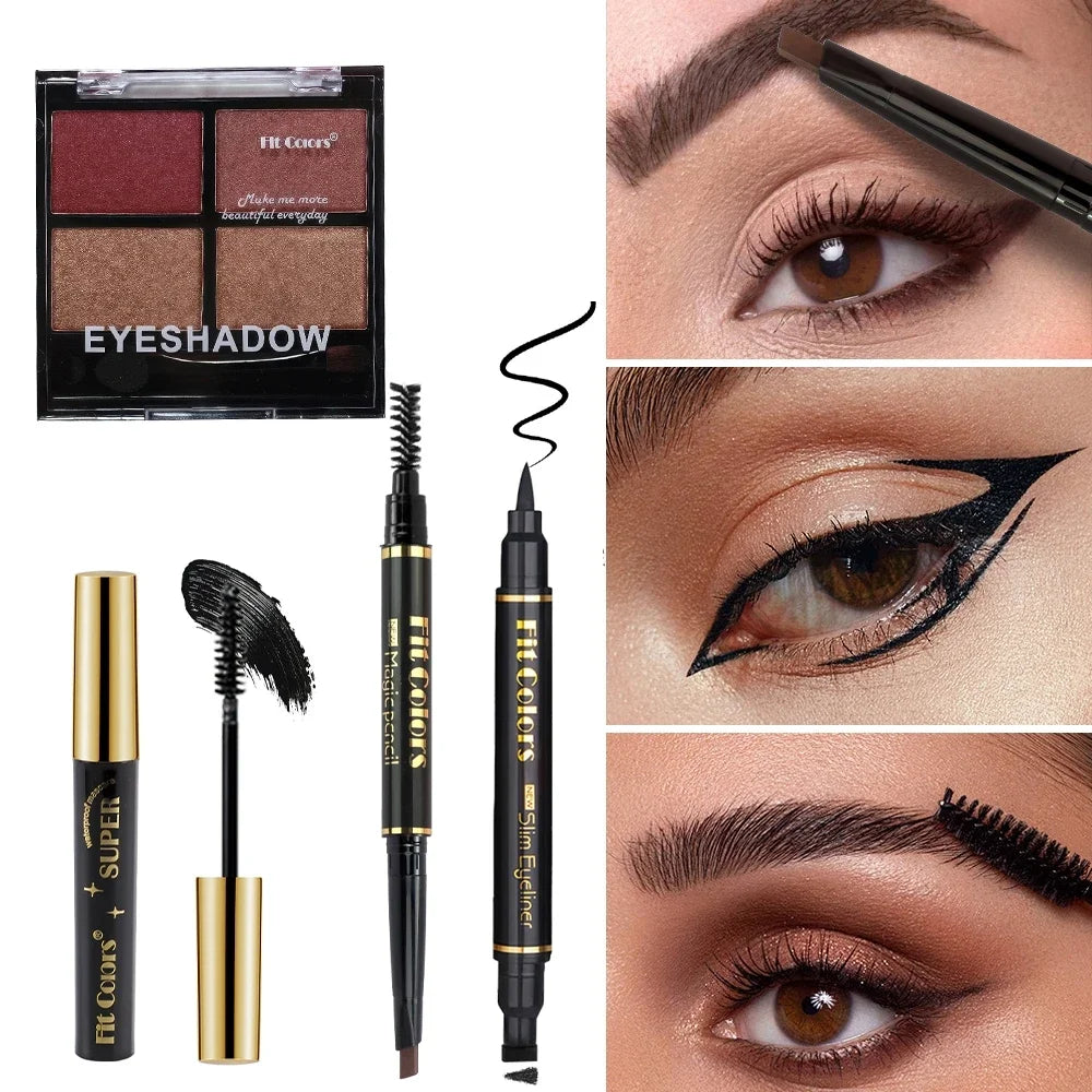 Fit Colors 4-in-1 Waterproof Eye Makeup Set – Shadow, Mascara & Liner Eye Makeup Set HIP