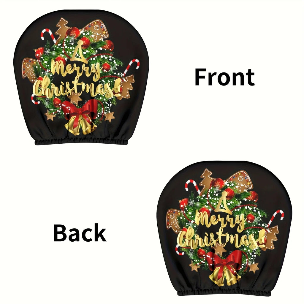 2-Pack Christmas Wreath Car Headrest Covers – Universal Fit Car Headrest Cover HIP black