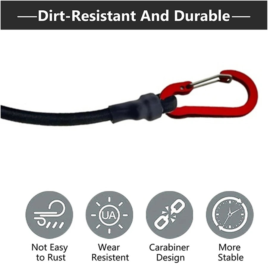 8mm Elastic Bungee Cords with Carabiners – 30–210cm Elastic Bungee Cord HIP