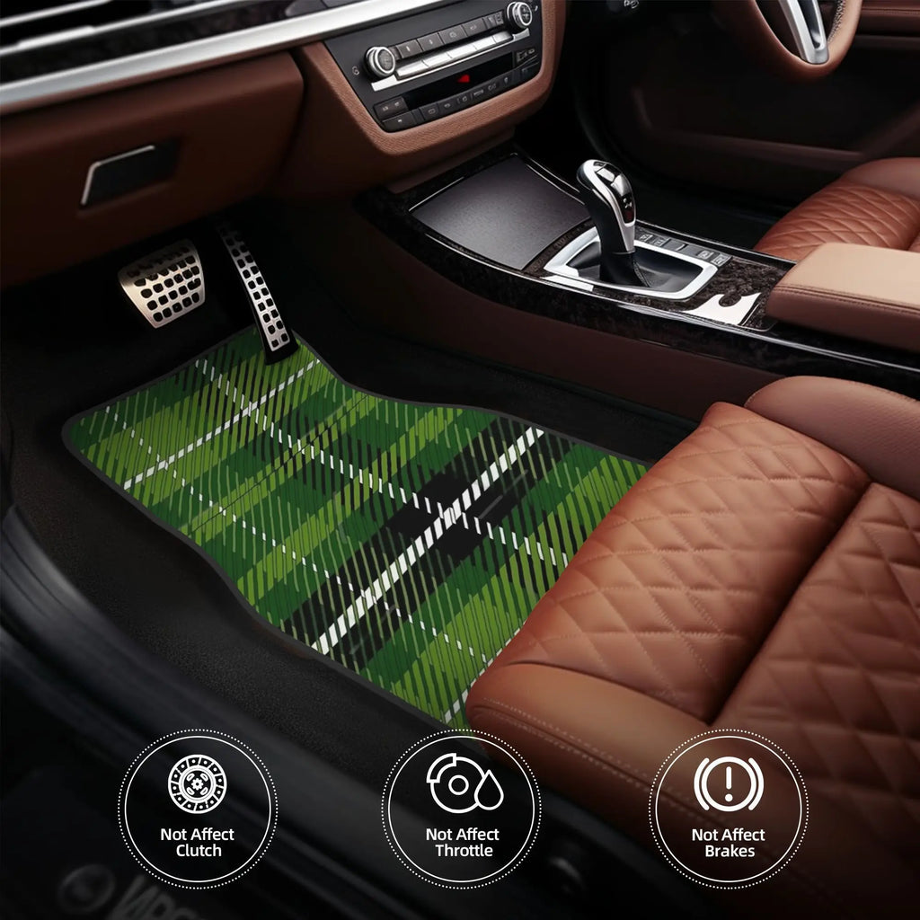Green Tartan Car Floor Mats – 4-Piece Plaid Polyester Set Car Floor Mats HIP