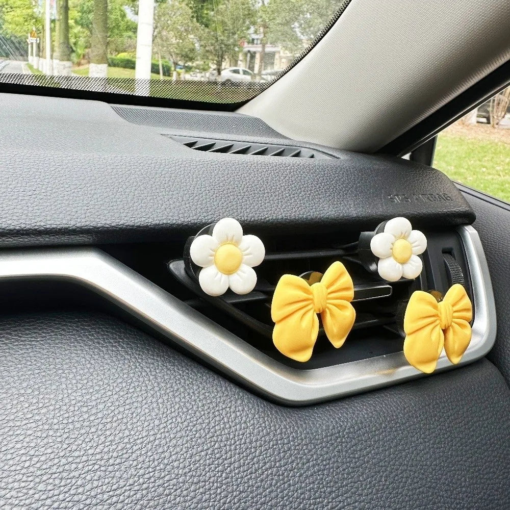 8-Pack Car Air Vent Clips – Sunflower & Bow Knot Decor Car Vent Ornament HIP