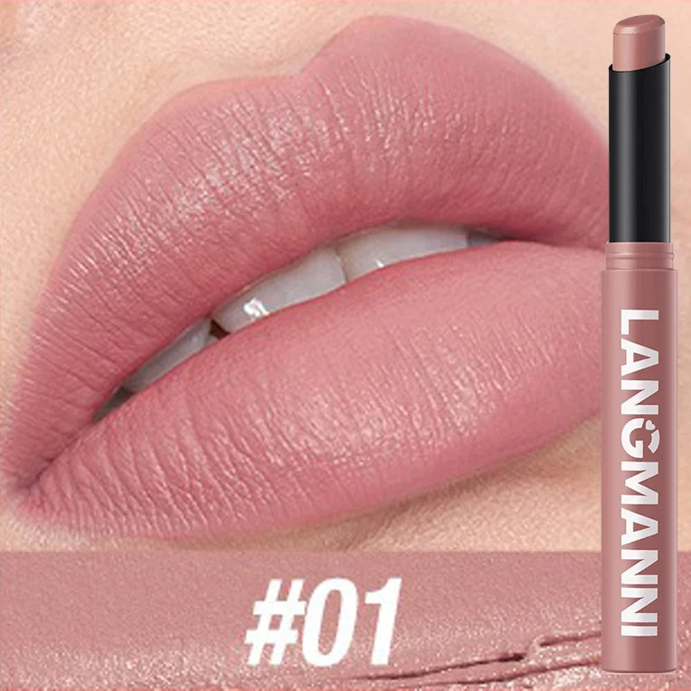 12 Color Matte Lipstick Pencil Waterproof Long Lasting Non-Stick Cup Lip Stain Tint Cosmetic Nude Lipstick Pen Makeup Maquillage HIP 01