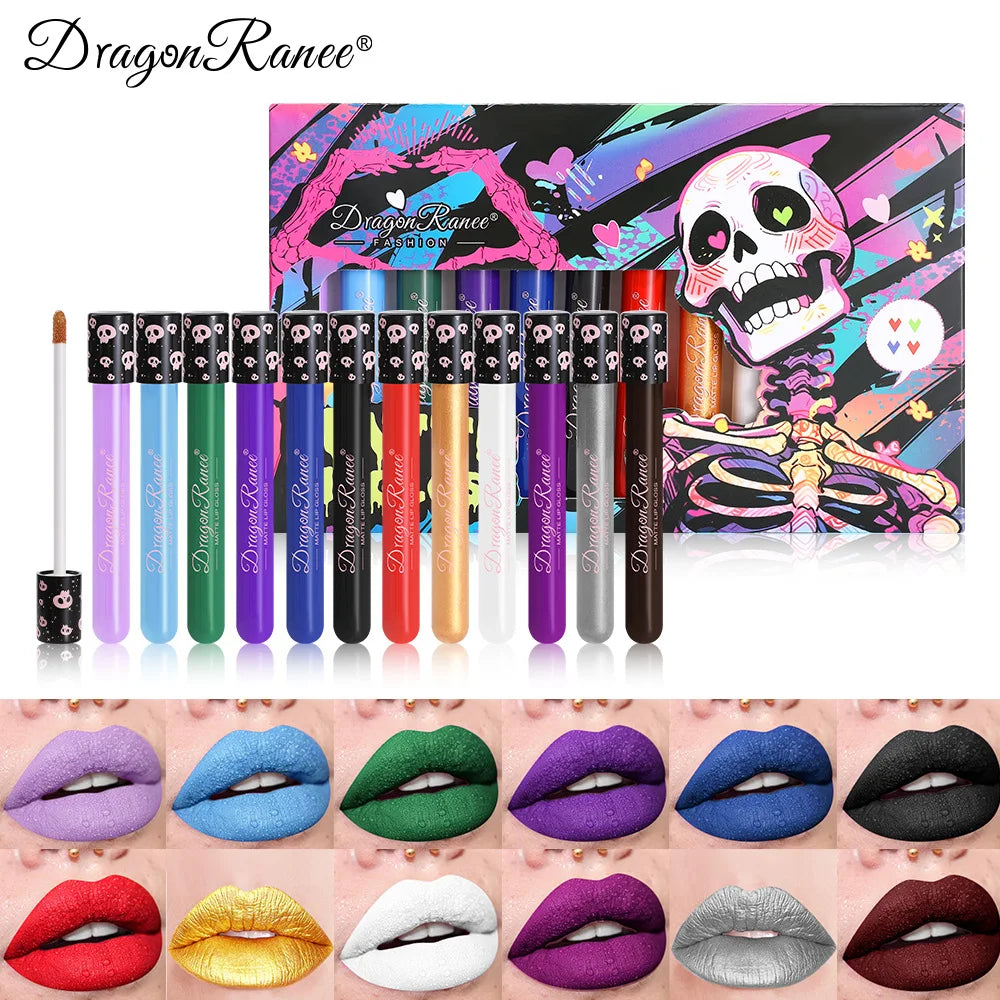 Dragon Ranee 12-Shade Matte Lip Glaze – Halloween Cosplay Set Matte Lip Glaze Set HIP